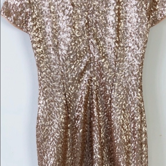 !Aidan Mattox champagne sequin sheath with fringe - Picture 3 of 8